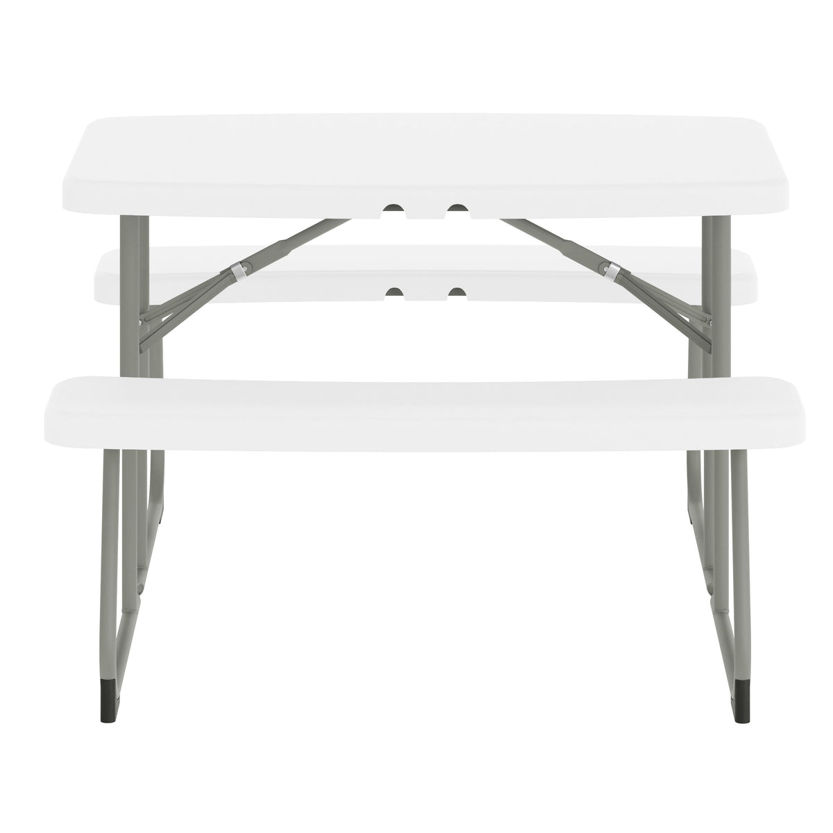 White |#| Indoor/Outdoor Commercial Grade Kids White Folding Picnic Table with Benches