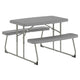 Gray |#| Indoor/Outdoor Commercial Grade Kids Gray Folding Picnic Table with Benches