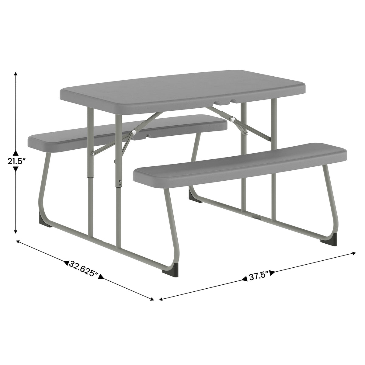 Gray |#| Indoor/Outdoor Commercial Grade Kids Gray Folding Picnic Table with Benches