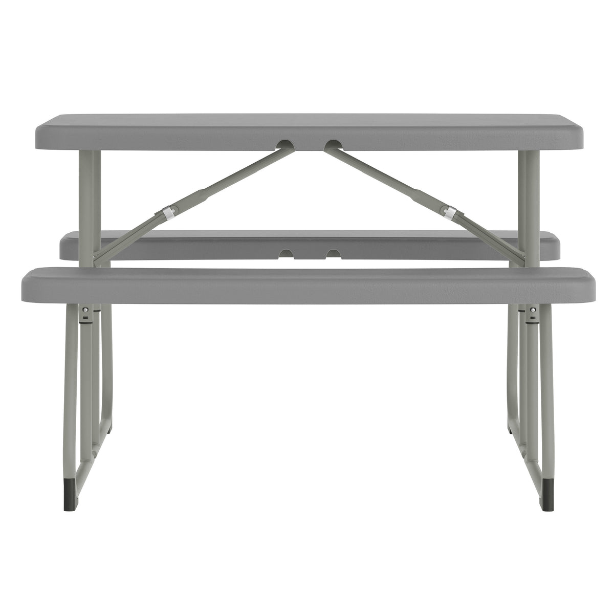 Gray |#| Indoor/Outdoor Commercial Grade Kids Gray Folding Picnic Table with Benches