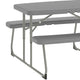 Gray |#| Indoor/Outdoor Commercial Grade Kids Gray Folding Picnic Table with Benches