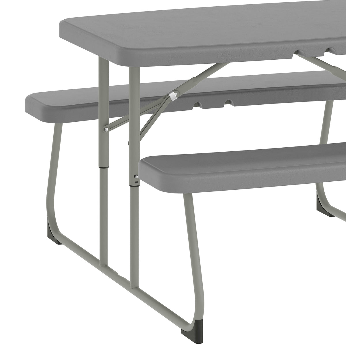 Gray |#| Indoor/Outdoor Commercial Grade Kids Gray Folding Picnic Table with Benches