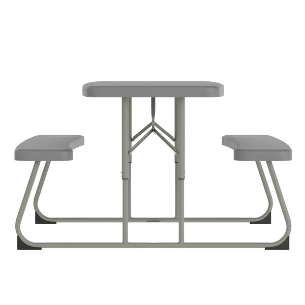Gray |#| Indoor/Outdoor Commercial Grade Kids Gray Folding Picnic Table with Benches