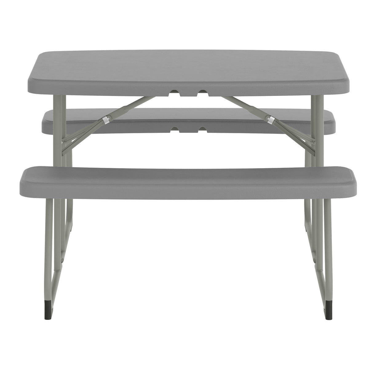 Gray |#| Indoor/Outdoor Commercial Grade Kids Gray Folding Picnic Table with Benches