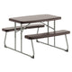 Brown |#| Indoor/Outdoor Commercial Grade Kids Brown Folding Picnic Table with Benches