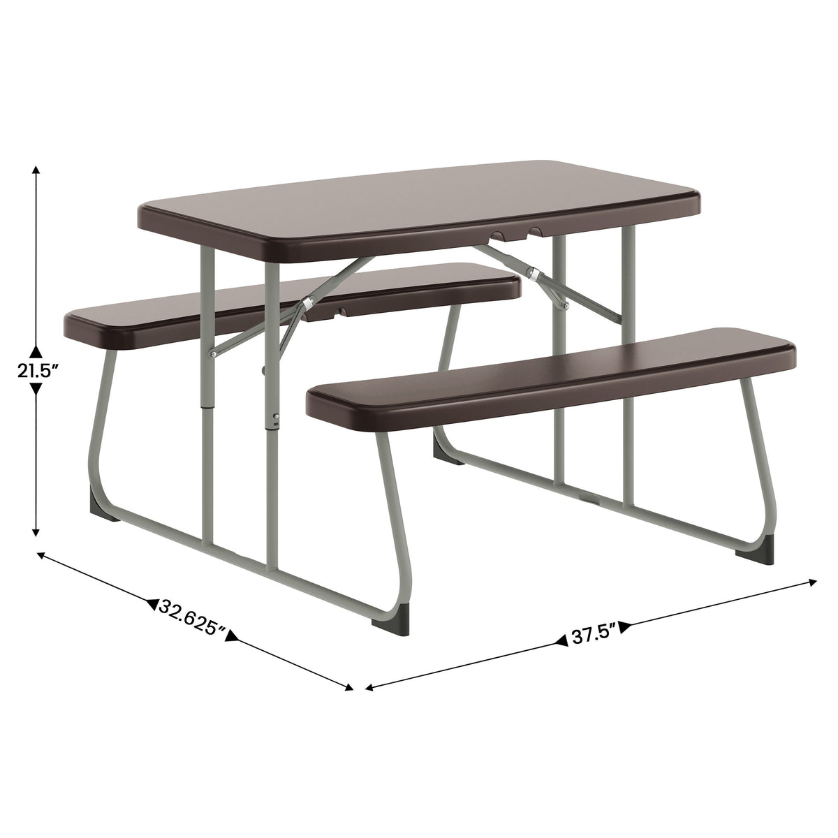 Brown |#| Indoor/Outdoor Commercial Grade Kids Brown Folding Picnic Table with Benches