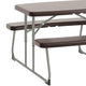 Brown |#| Indoor/Outdoor Commercial Grade Kids Brown Folding Picnic Table with Benches
