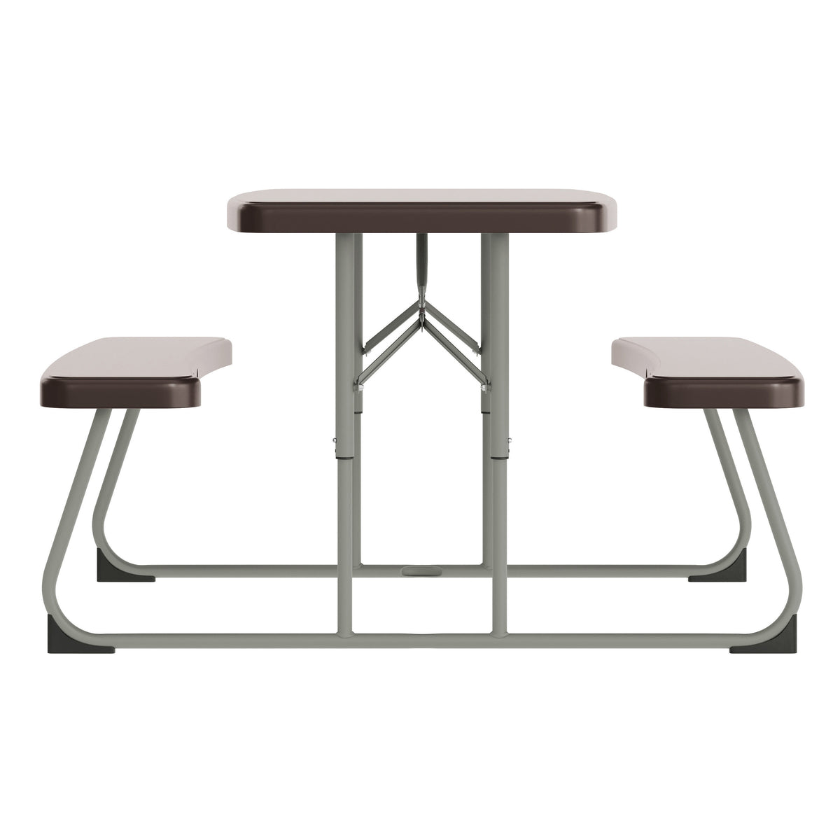 Brown |#| Indoor/Outdoor Commercial Grade Kids Brown Folding Picnic Table with Benches