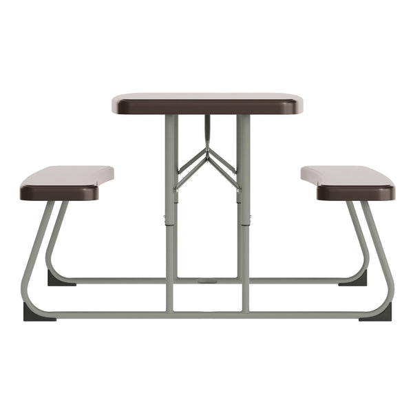 Brown |#| Indoor/Outdoor Commercial Grade Kids Brown Folding Picnic Table with Benches
