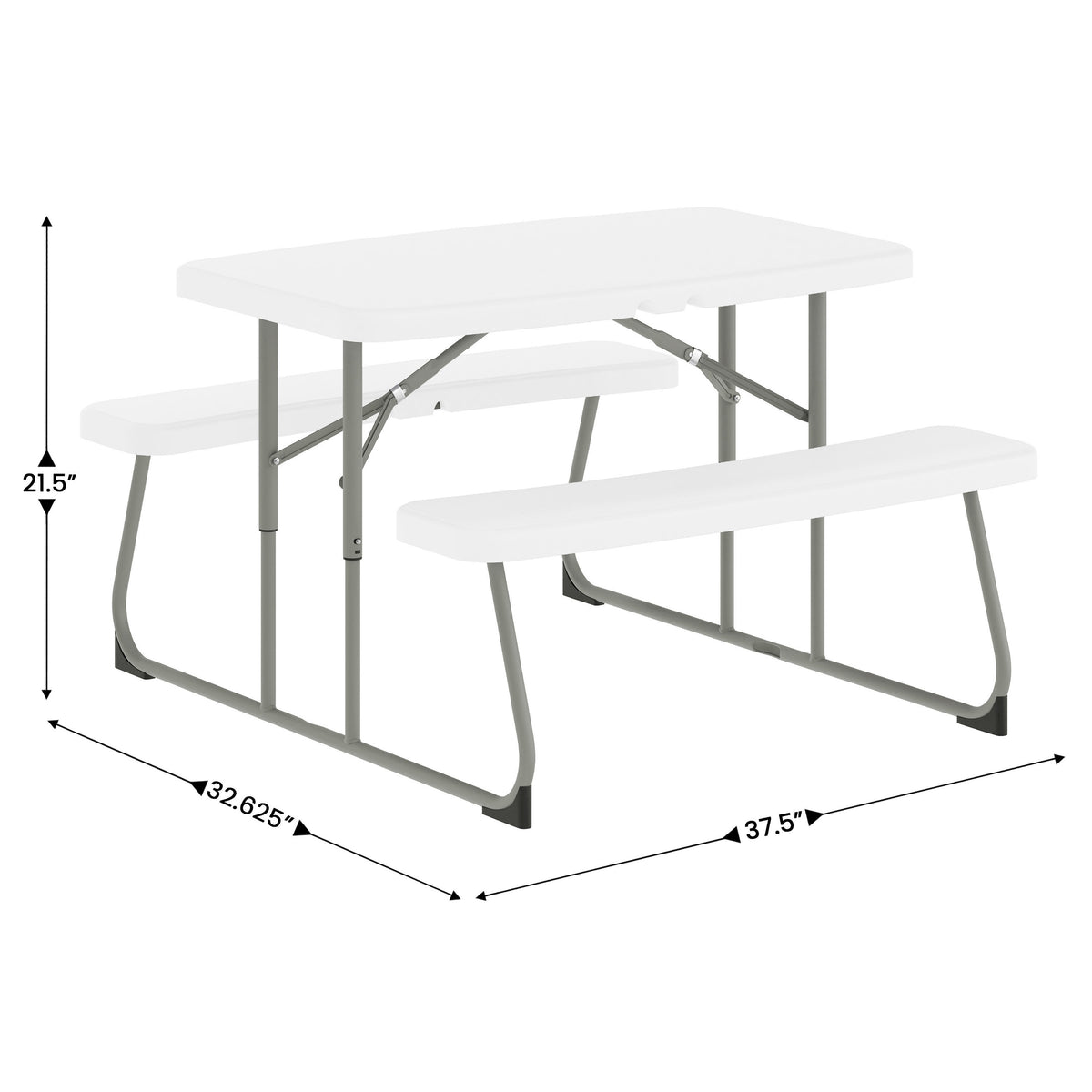 White |#| Indoor/Outdoor Commercial Grade Kids White Folding Picnic Table with Benches