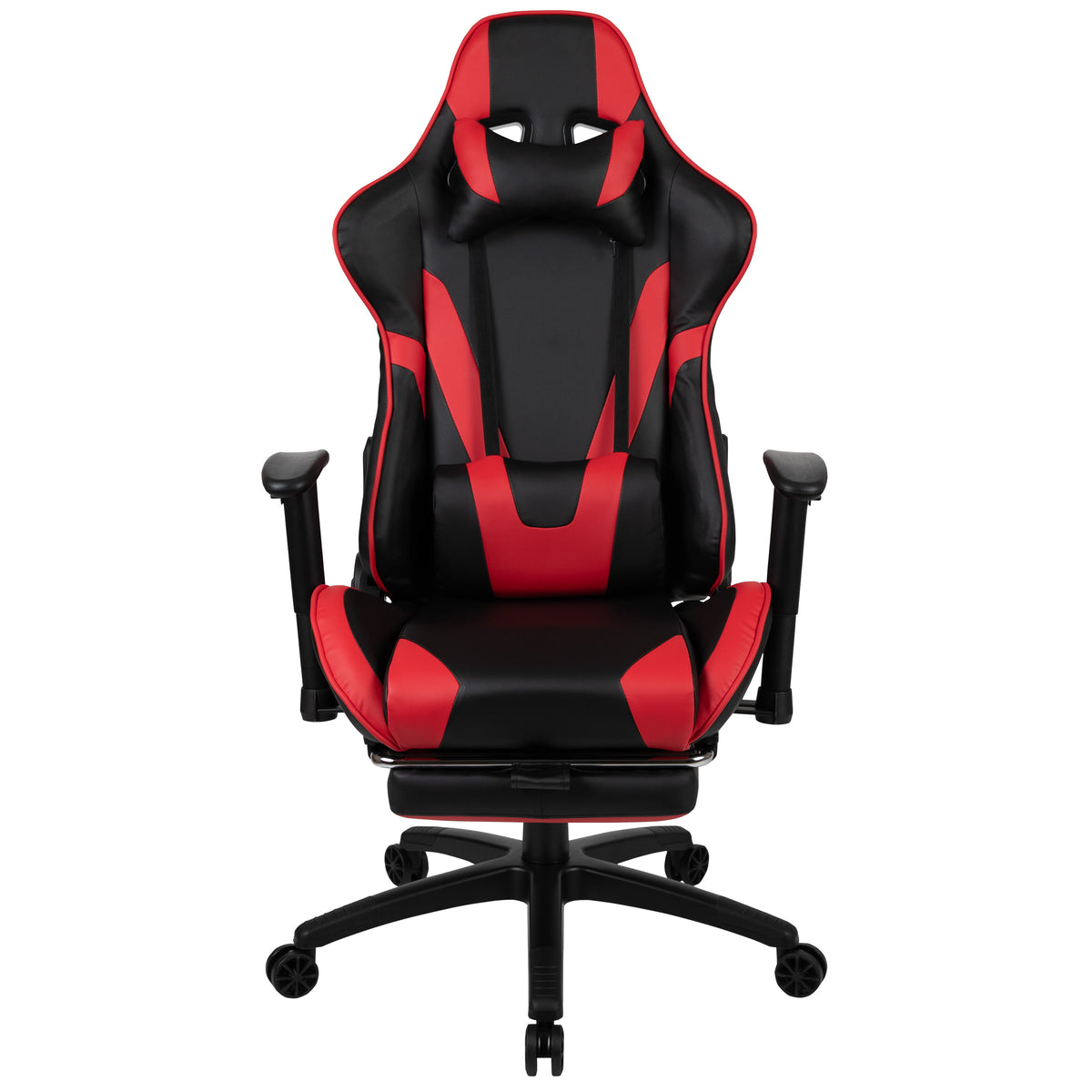 Reclining Gaming Chair with Footrest & Desk with Cupholder - Red & Black