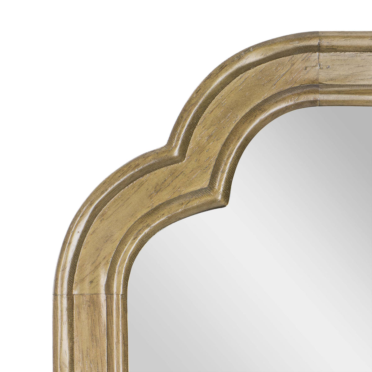 Weathered |#| Large Accent Wall Mirror with Solid Rubberwood Frame in Weathered - 36" x 24"