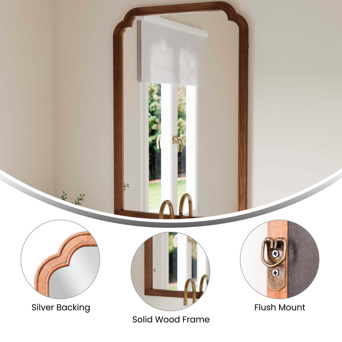 Rustic Brown |#| Large Accent Wall Mirror with Solid Rubberwood Frame in Rustic Brown - 36" x 24"