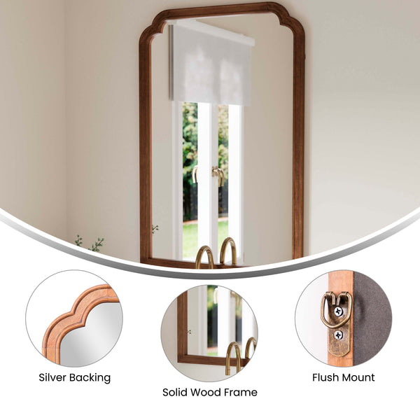 Rustic Brown |#| Large Accent Wall Mirror with Solid Rubberwood Frame in Rustic Brown - 36" x 24"