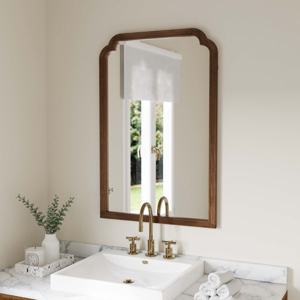 Rustic Brown |#| Large Accent Wall Mirror with Solid Rubberwood Frame in Rustic Brown - 36" x 24"