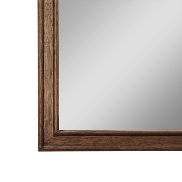 Rustic Brown |#| Large Accent Wall Mirror with Solid Rubberwood Frame in Rustic Brown - 36" x 24"