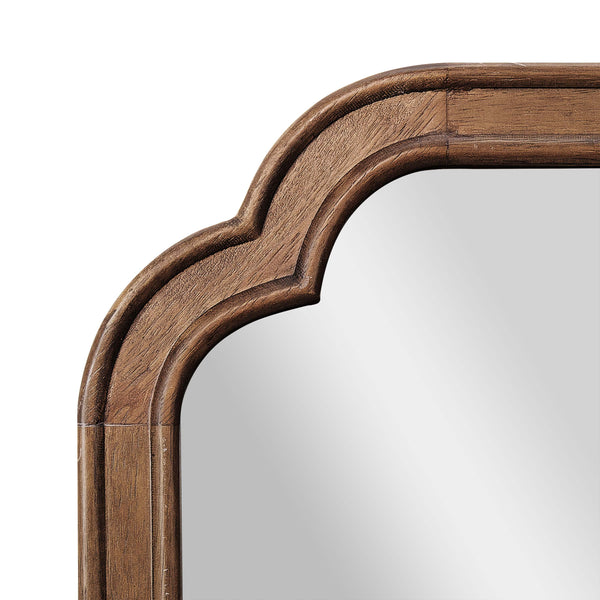 Rustic Brown |#| Large Accent Wall Mirror with Solid Rubberwood Frame in Rustic Brown - 36" x 24"