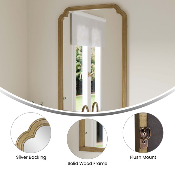 Weathered |#| Large Accent Wall Mirror with Solid Rubberwood Frame in Weathered - 36" x 24"