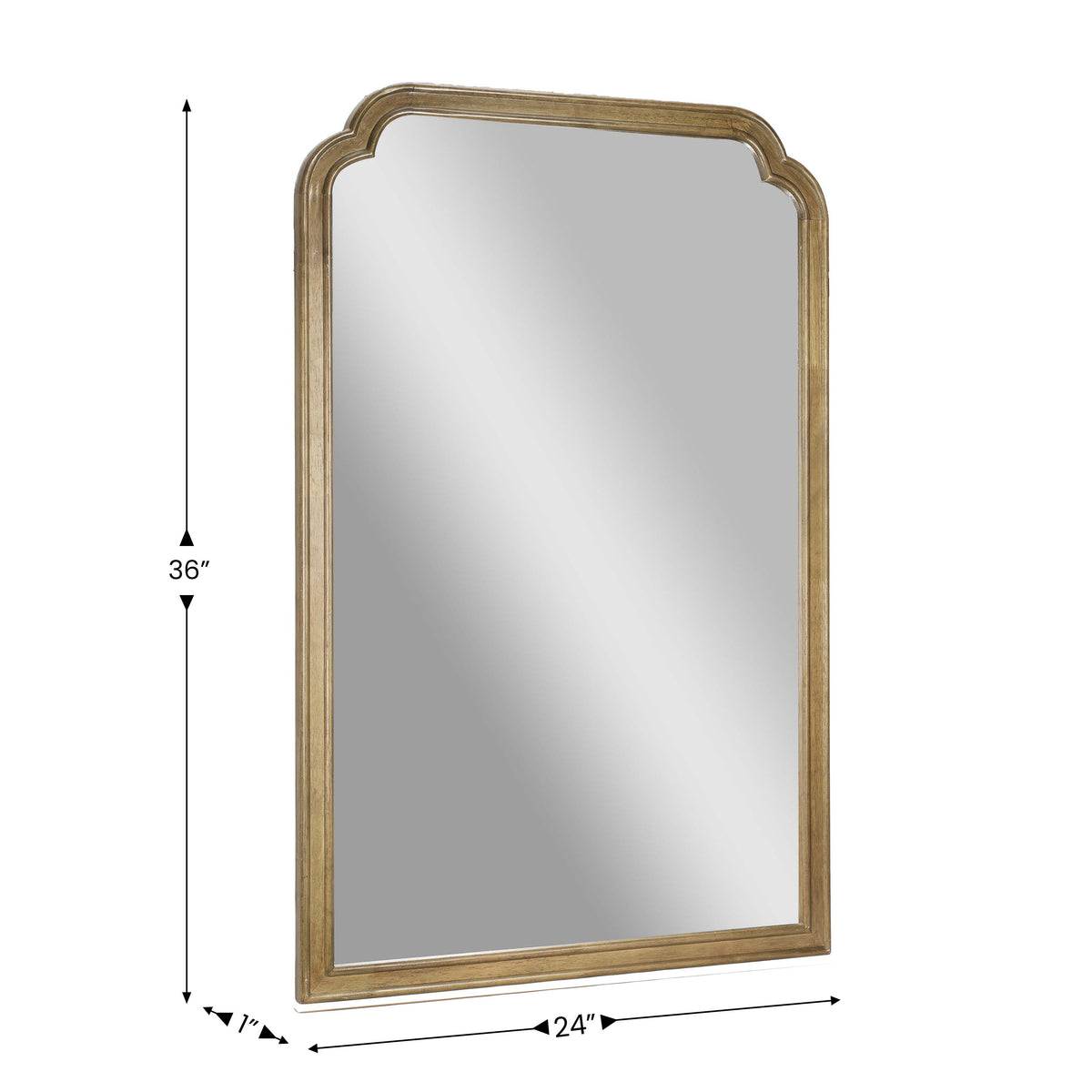 Weathered |#| Large Accent Wall Mirror with Solid Rubberwood Frame in Weathered - 36" x 24"