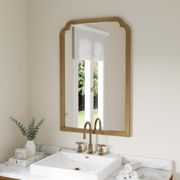 Weathered |#| Large Accent Wall Mirror with Solid Rubberwood Frame in Weathered - 36" x 24"