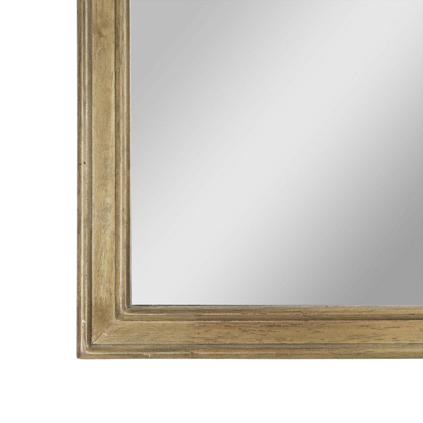 Weathered |#| Large Accent Wall Mirror with Solid Rubberwood Frame in Weathered - 36" x 24"