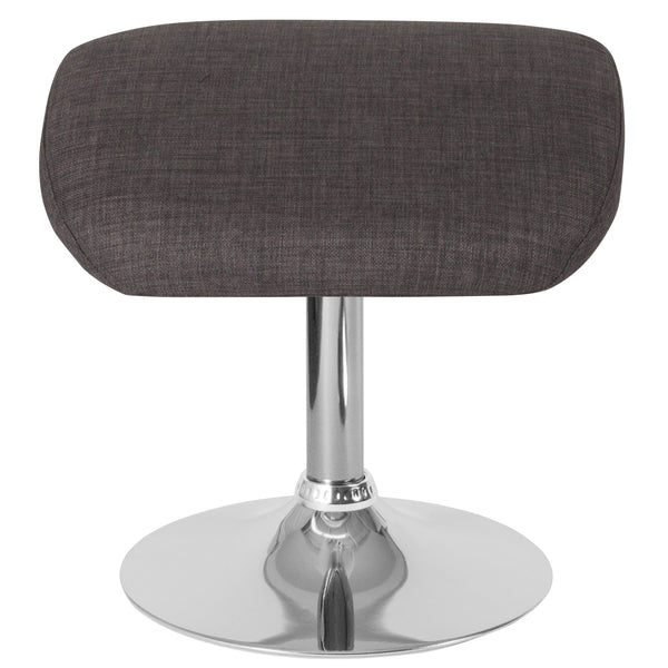 Light Gray Fabric |#| Light Gray Fabric Ottoman Footrest with Chrome Base - Living Room Furniture