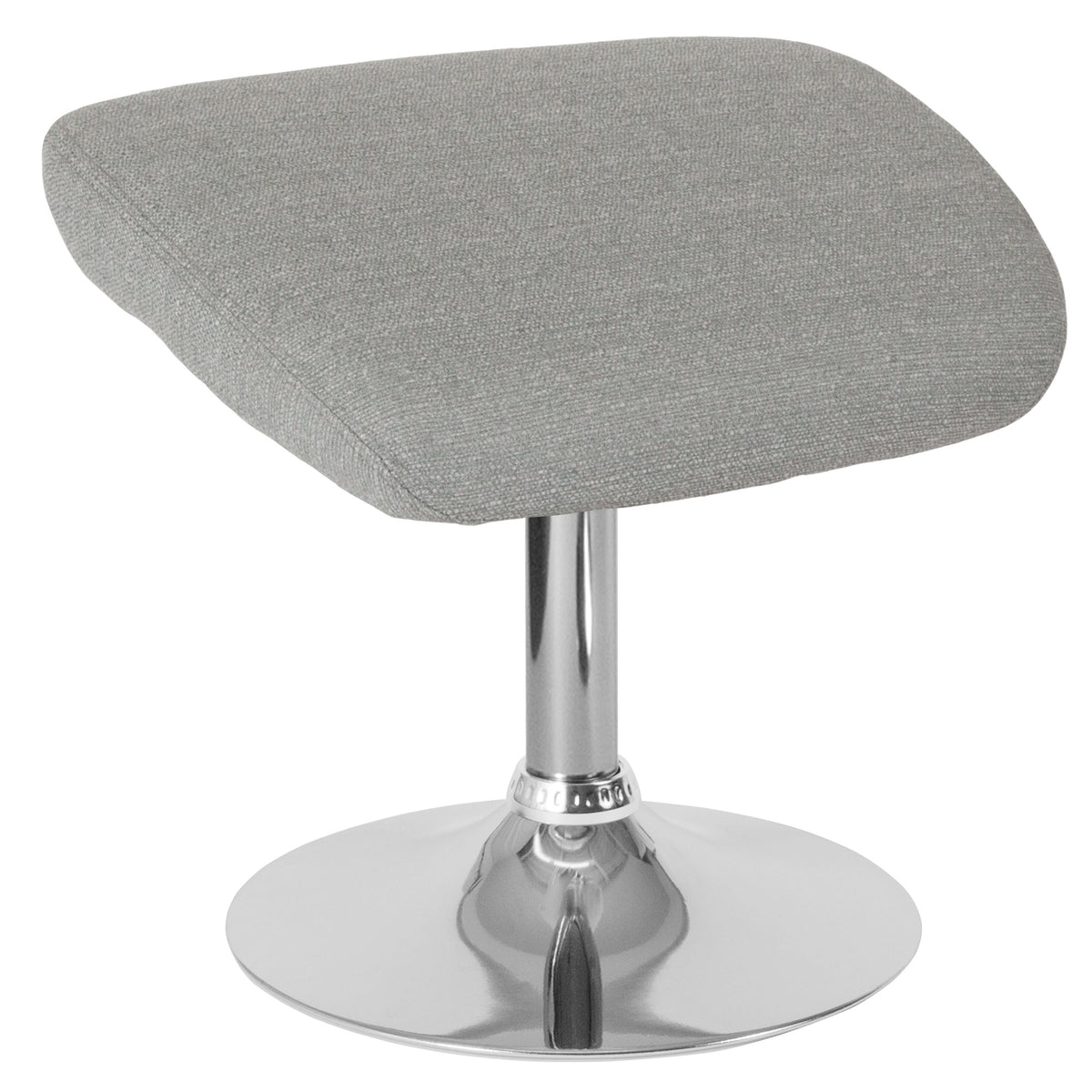 Light Gray Fabric |#| Light Gray Fabric Ottoman Footrest with Chrome Base - Living Room Furniture
