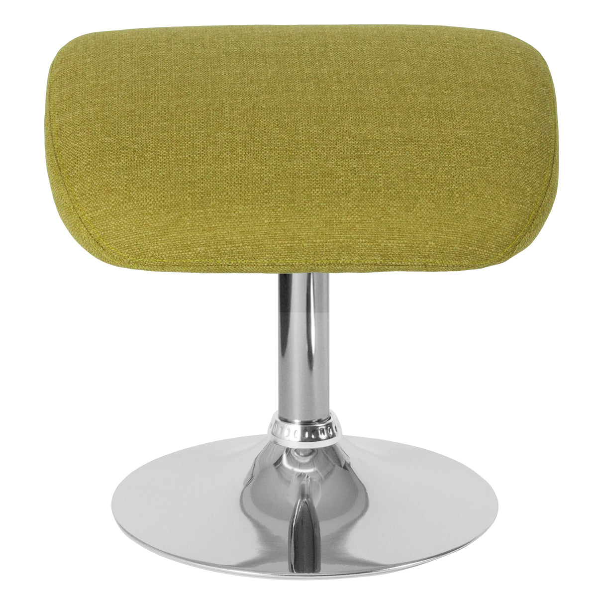 Green Fabric |#| Green Fabric Ottoman Footrest with Chrome Base - Living Room Furniture