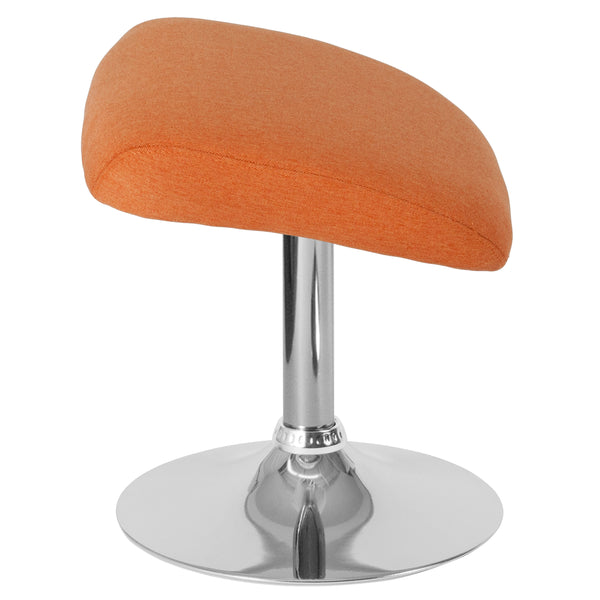 Orange Fabric |#| Orange Fabric Ottoman Footrest with Chrome Base - Living Room Furniture