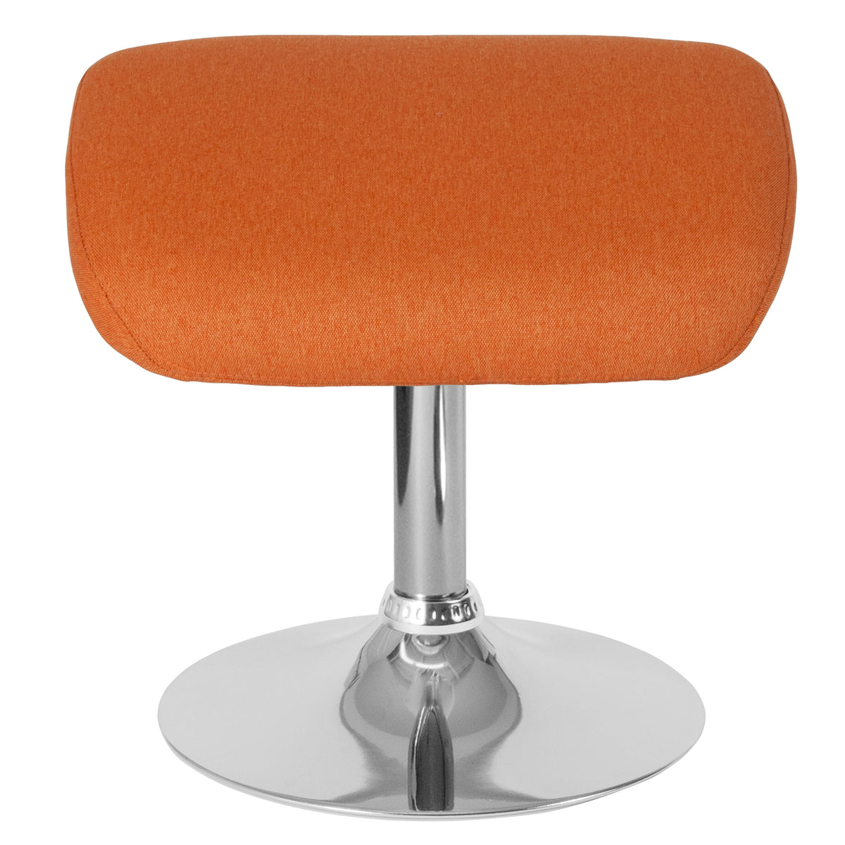 Orange Fabric |#| Orange Fabric Ottoman Footrest with Chrome Base - Living Room Furniture