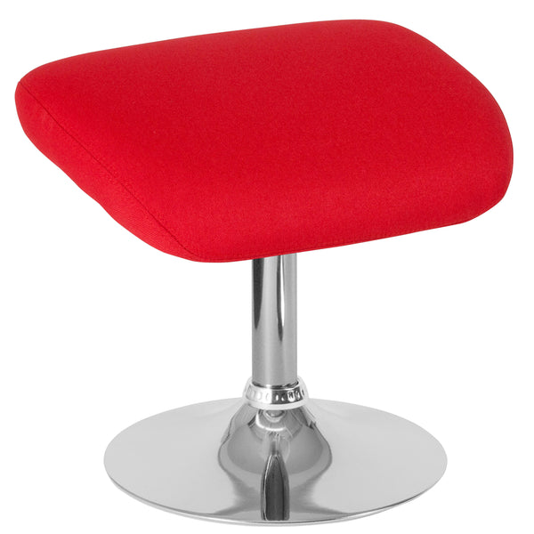 Red Fabric |#| Red Fabric Ottoman Footrest with Chrome Base - Living Room Furniture