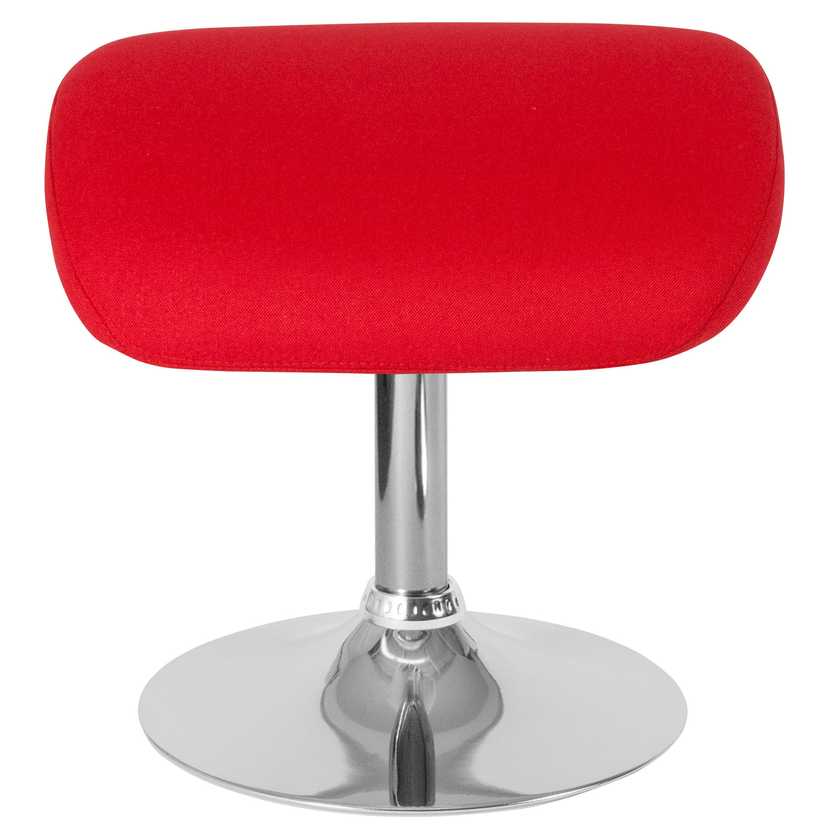 Red Fabric |#| Red Fabric Ottoman Footrest with Chrome Base - Living Room Furniture