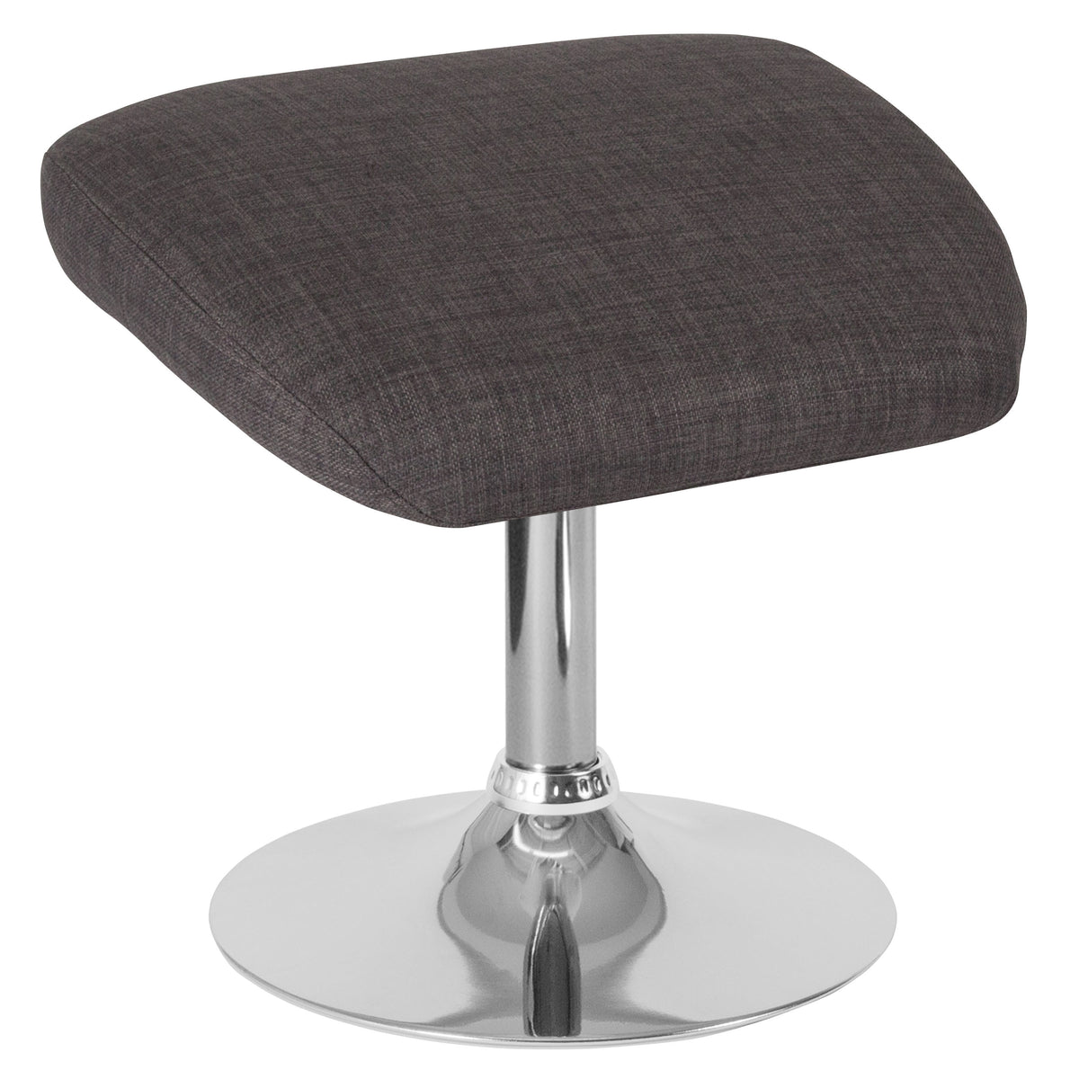 Dark Gray Fabric |#| Dark Gray Fabric Ottoman Footrest with Chrome Base - Living Room Furniture