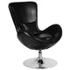 Black LeatherSoft |#| Black LeatherSoft Swivel Side Reception Chair with Bowed Seat - Guest Seating