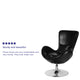 Black LeatherSoft |#| Black LeatherSoft Swivel Side Reception Chair with Bowed Seat - Guest Seating