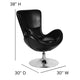 Black LeatherSoft |#| Black LeatherSoft Swivel Side Reception Chair with Bowed Seat - Guest Seating