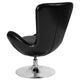 Black LeatherSoft |#| Black LeatherSoft Swivel Side Reception Chair with Bowed Seat - Guest Seating