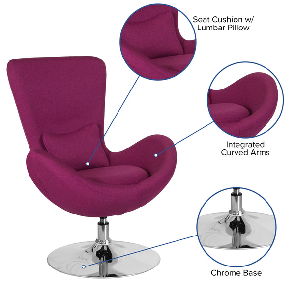 Magenta Fabric |#| Magenta Fabric Side Reception Chair with Bowed Seat - Guest Seating