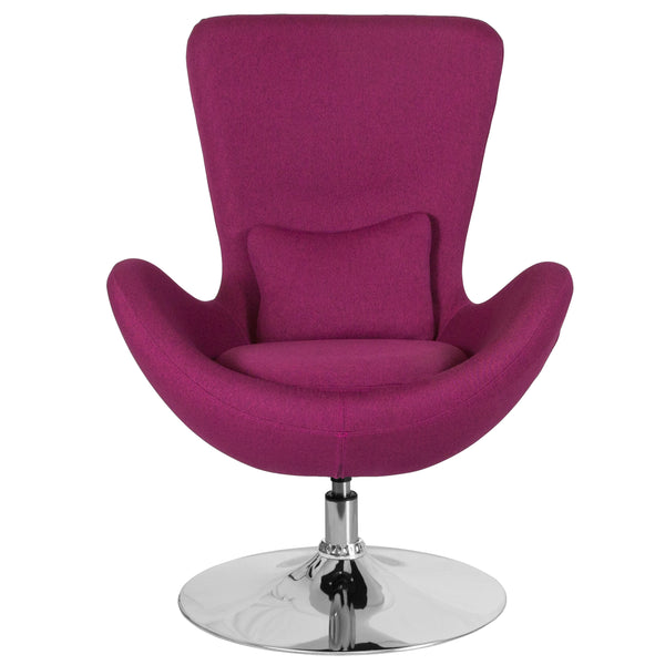 Magenta Fabric |#| Magenta Fabric Side Reception Chair with Bowed Seat - Guest Seating