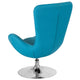Aqua Fabric |#| Aqua Fabric Swivel Side Reception Chair with Bowed Seat - Guest Seating