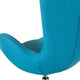 Aqua Fabric |#| Aqua Fabric Swivel Side Reception Chair with Bowed Seat - Guest Seating
