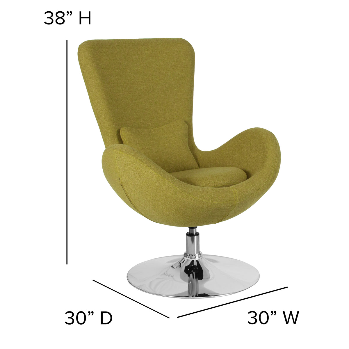 Green Fabric |#| Green Fabric Side Reception Chair with Bowed Seat - Guest Seating