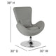 Light Gray Fabric |#| Light Gray Fabric Side Reception Chair with Bowed Seat - Guest Seating