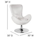 White LeatherSoft |#| White LeatherSoft Side Reception Chair with Bowed Seat - Living Room Furniture