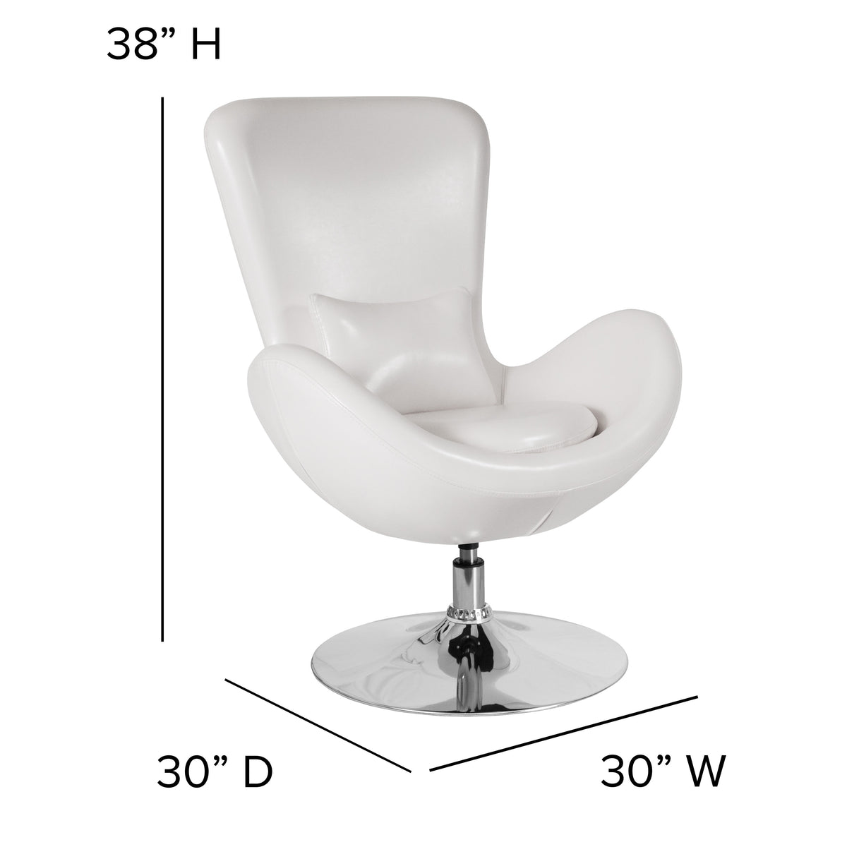 White LeatherSoft |#| White LeatherSoft Side Reception Chair with Bowed Seat - Living Room Furniture