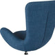 Blue Fabric |#| Blue Fabric Swivel Side Reception Chair with Bowed Seat - Guest Seating