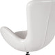 White LeatherSoft |#| White LeatherSoft Side Reception Chair with Bowed Seat - Living Room Furniture
