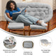Gray Fabric/Soft Gold Frame |#| Double Folding Faux Fur Saucer Chair with 2 Ottomans - Gray/Soft Gold