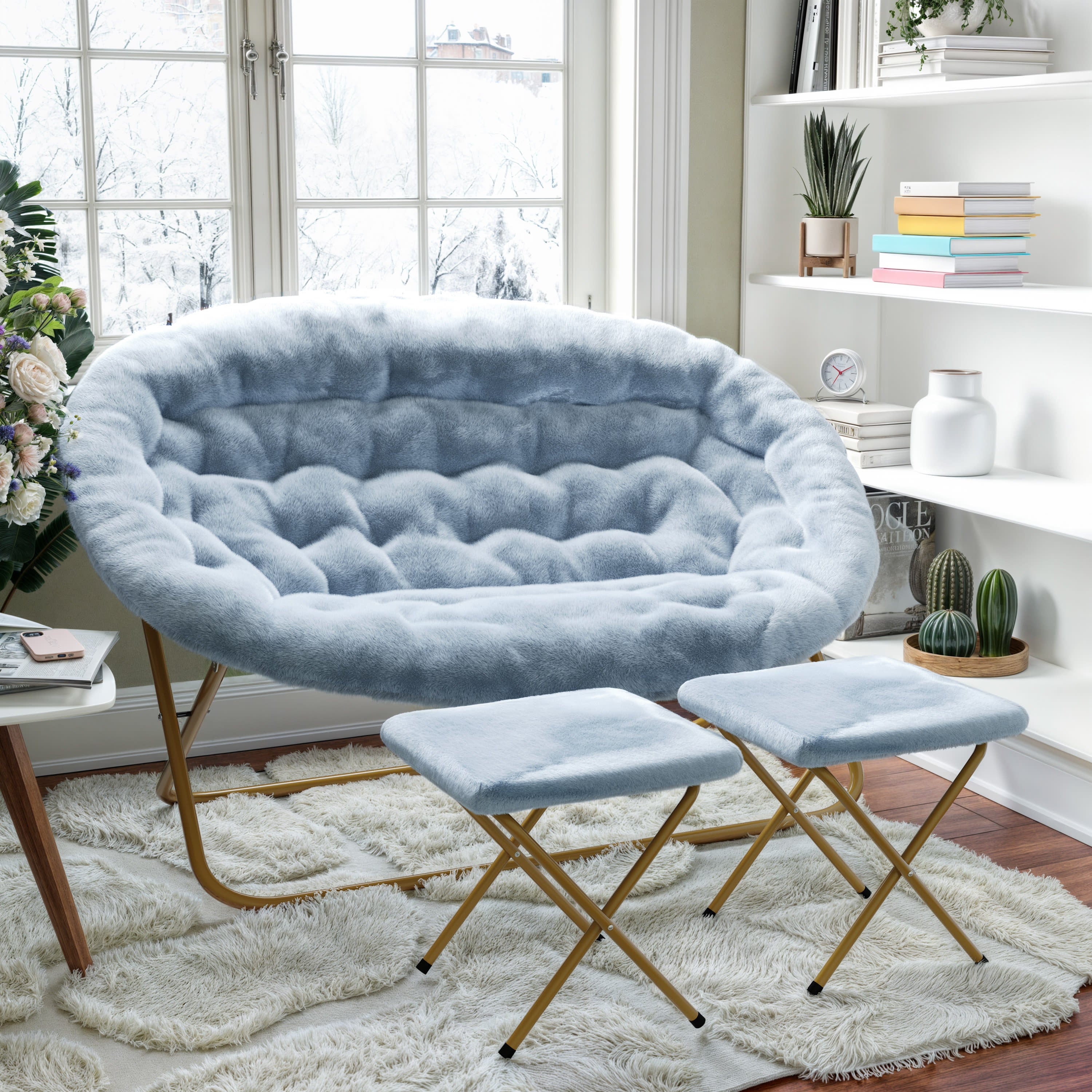 Saucer Chair with 2 Ottomans FV FDS 001 2FR BizChair