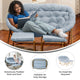 Aqua Fabric/Soft Gold Frame |#| Double Folding Faux Fur Saucer Chair with 2 Ottomans - Dusty Aqua/Soft Gold